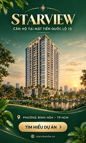 Banner quảng cáo dự án Starview tại mặt tiền Quốc lộ 13, phường Bình Hòa, TP.HCM